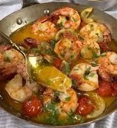 ლიმონისა და ნივრის კონფის სოუსში შემწვარი გიგანტური კრევეტი, ნივრიანი კროსტინით — დაუჯერებლად გემრიელია!